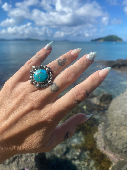 Mermaid Treasure Blue Spiny Oyster Turquoise Ring