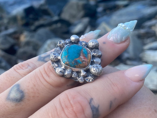 Mermaid Treasure Blue Spiny Oyster Turquoise Ring